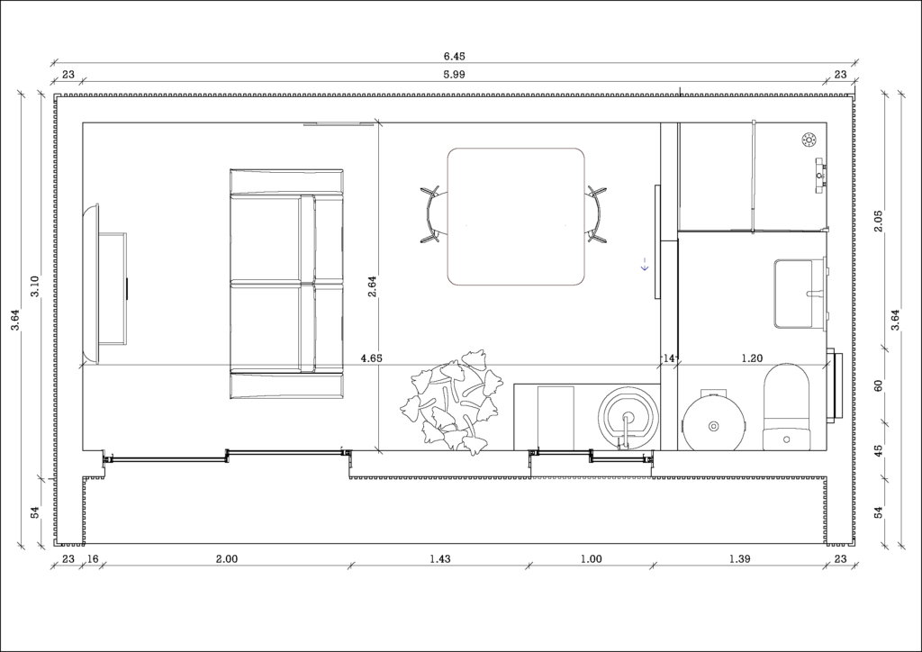 B20 studio plan avec côtes